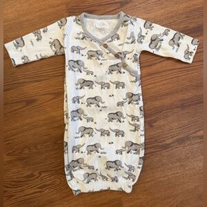 Mud Pie Gray and White Elephant Baby Gown